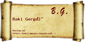 Baki Gergő névjegykártya